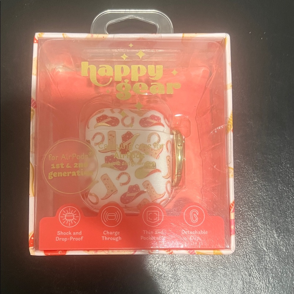 Happy Gear AirPods Case with Red and Gold Accents